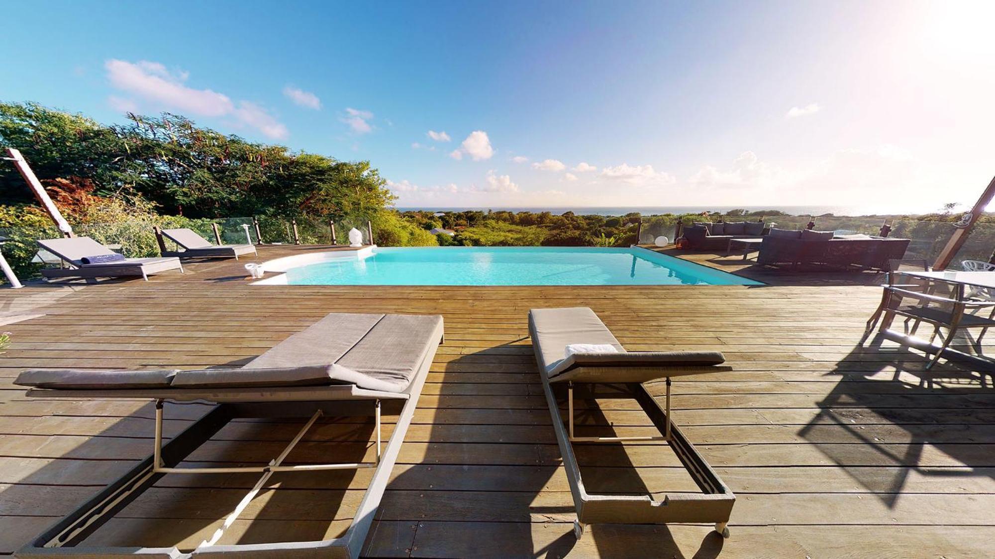 Villa Deluxe L'Hacienda Villa Vue Mer 180 Piscine Jacuzzi Proche Plage Marina Golf Pointe Des Chateaux Et Casino Jardin Clos Voyage Durable Saint-Francois  Δωμάτιο φωτογραφία