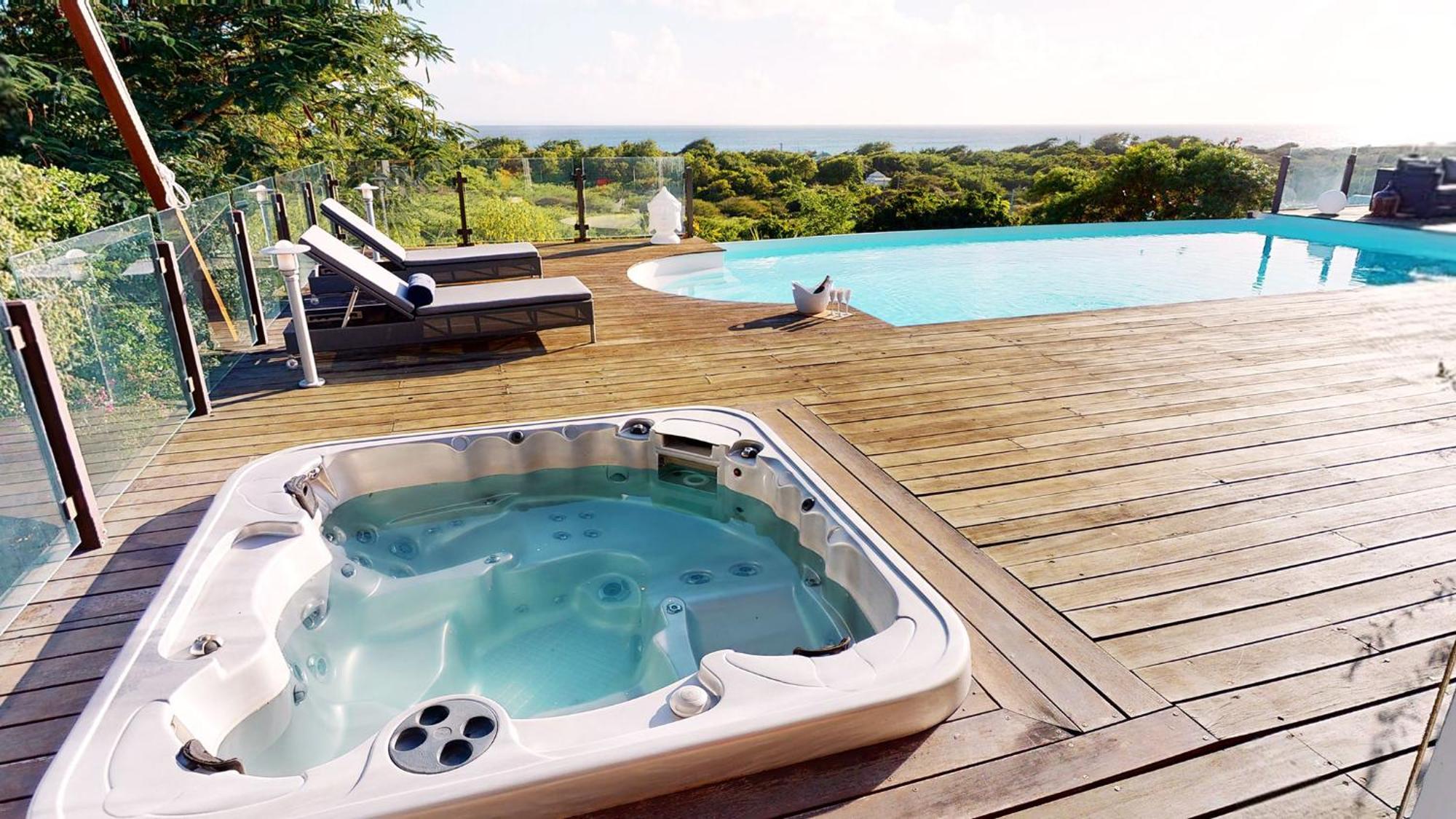 Villa Deluxe L'Hacienda Villa Vue Mer 180 Piscine Jacuzzi Proche Plage Marina Golf Pointe Des Chateaux Et Casino Jardin Clos Voyage Durable Saint-Francois  Δωμάτιο φωτογραφία